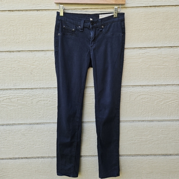 Rag & Bone Jeans Legging Black Plush super dark wash size 26 27 in inseam - Picture 1 of 9